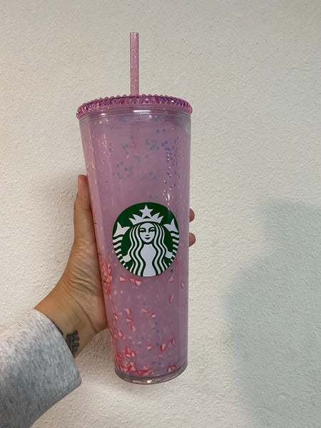 Pink drink with strawberries