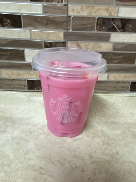 Pink drink with strawberries