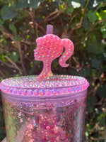 Pink straw topper