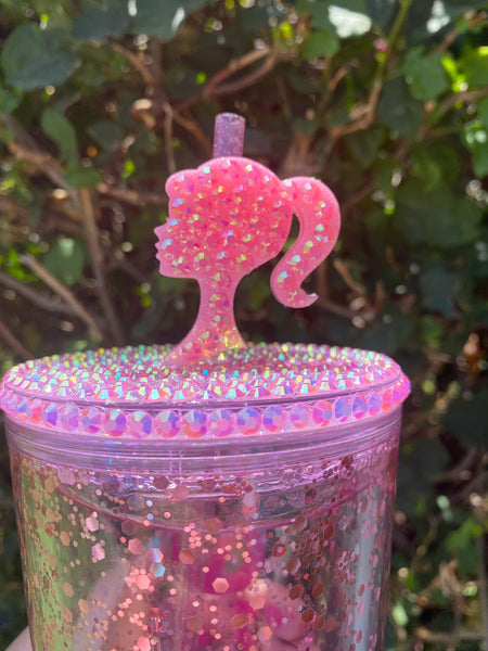 Pink straw topper